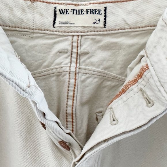 Free People Good Luck Barrel Jeans 29 Cream Milk Denim Curved Bow Leg Boho Chic - Picture 11 of 14